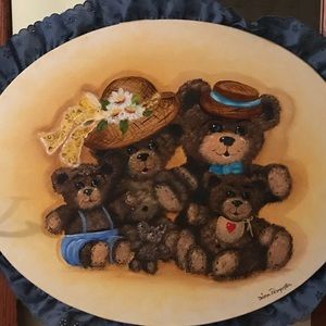 1980’s Oil Painting Of Bear Family